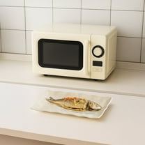 12 in / 30 cm Ceramic Fish Plate, Rectangular Dinnerware, Cream Yellow, Quality Microwave Safe, Space-Saving Design, Ideal for Home Use