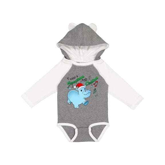 Inktastic I Want a Hippopotamus for Christmas Hippo in Santa Hat Boys or Girls Long Sleeve Baby Bodysuit