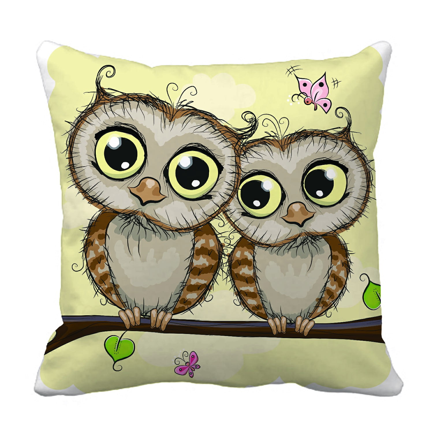 ABPHQTO Greeting Card With Two Cute Cartoon Owls Pillow Case Pillow