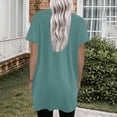 thumbnail image 4 of Womens Tops Womens Tops V-neck Short Sleeve Blouses Casual Mid-length Shirts Fashion Print Tunic Tops With Pockets Turquoise S, 4 of 6