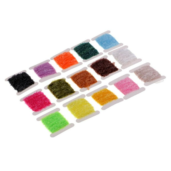 15 Cards Multi Colors Tinsel Chenille Line Crystal Fly Fishing Tying Material for Nymphal Scud