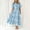 Light Blue summer dresses, variant on Wycnly Summer Dresses for Women Dresses for Women 2025 Button Down Loose Flowy Ruffle Swing Puff Sleeve Dress with Belt Women Elegant Solid V-Neck Short Sleeve Long Sun Dress