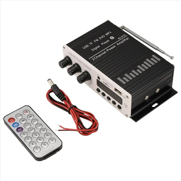 Amplificador de Potencia de Audio Digital de 12 V Bluetooth 5.0 HIFI Audio de Agudos y Graves AMP 20Wx2 para Cine en Casa Club Car Party