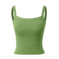 thumbnail image 6 of Womens Camisole Tank Tops V Neck Tank Top with Built in Bra Adjustable Spaghetti Strap Yoga Shirts Basic Tank Tops Layer Padded Bra Double Lined Camisole Summer (Green,S), 6 of 8