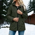 thumbnail image 5 of Waterproof Jackets for Women, Long Sleeve Hooded Windbreaker Outerwear with Drawstring Waist & Pockets, Outdoor Travel Wear | VerBelle,Army Green L, 5 of 8