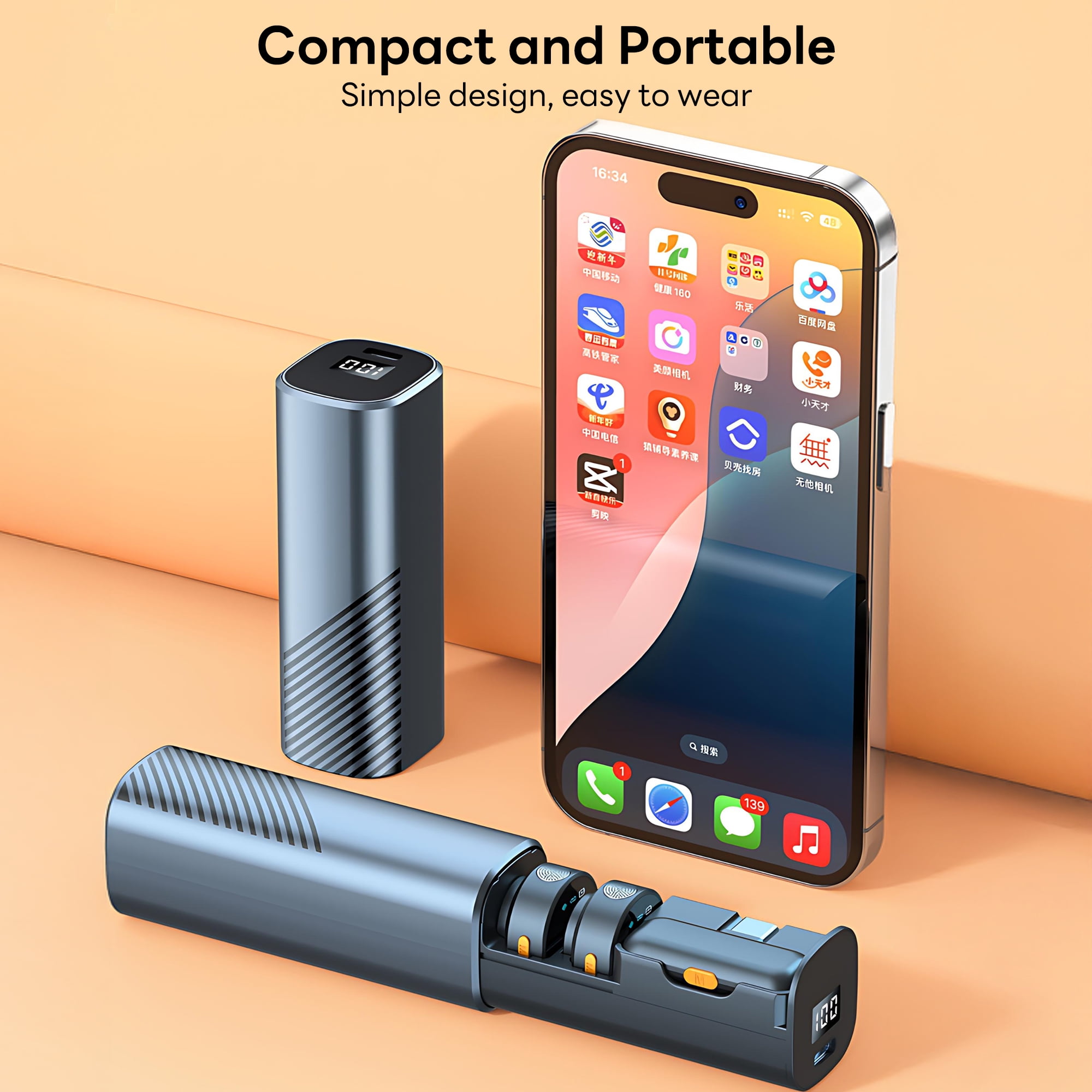 Pecham 2PCS Wireless Lavalier Microphone for iPhone iPad Android, Mini Microphone with Charging Case, Noise Cancelling Lapel Mic for Video Recording, Podcast