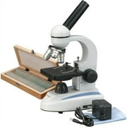 AmScope M149C-PS50 Compound Monocular Microscope, WF10x and WF25x Eyepieces, 40x-1000x Magnification, LED Illumination,