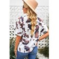 thumbnail image 1 of ABPHQTO Camiseta de manga corta con estampado de vaca BEEF marrón para mujer, 1 of 5