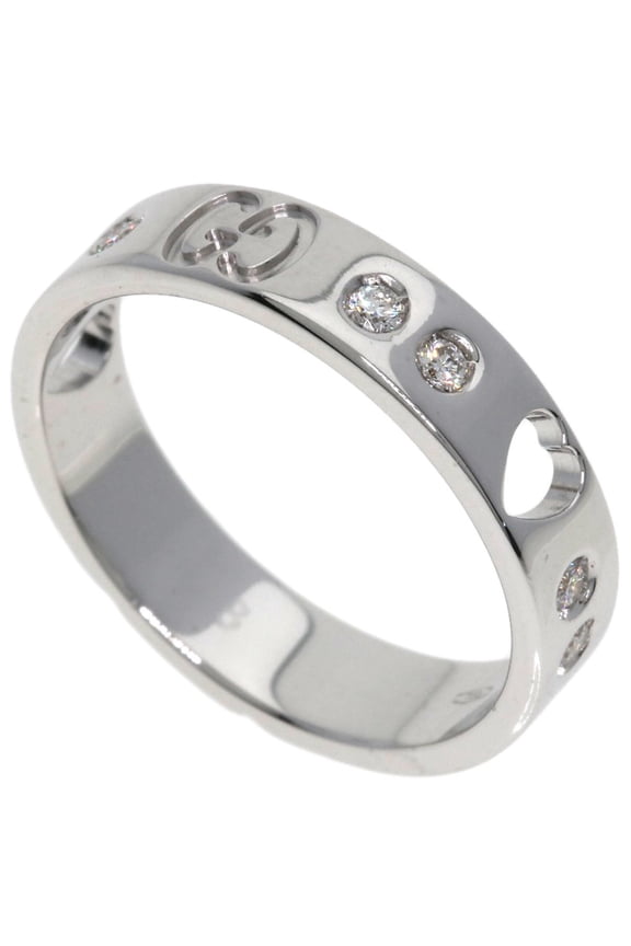 Pre-Owned Gucci Amor Heart 10P Diamond Ring #8 18K White Gold Women's GUCCI
