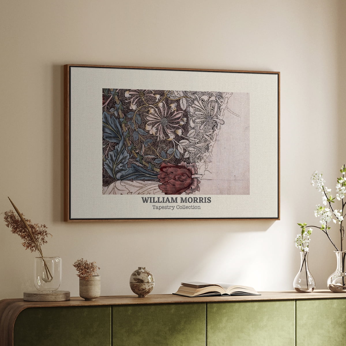 Vintage Abstract Print-XLI Framed in Walnut Wood Gallery Wrapped Canvas 17 in. x 25 in.