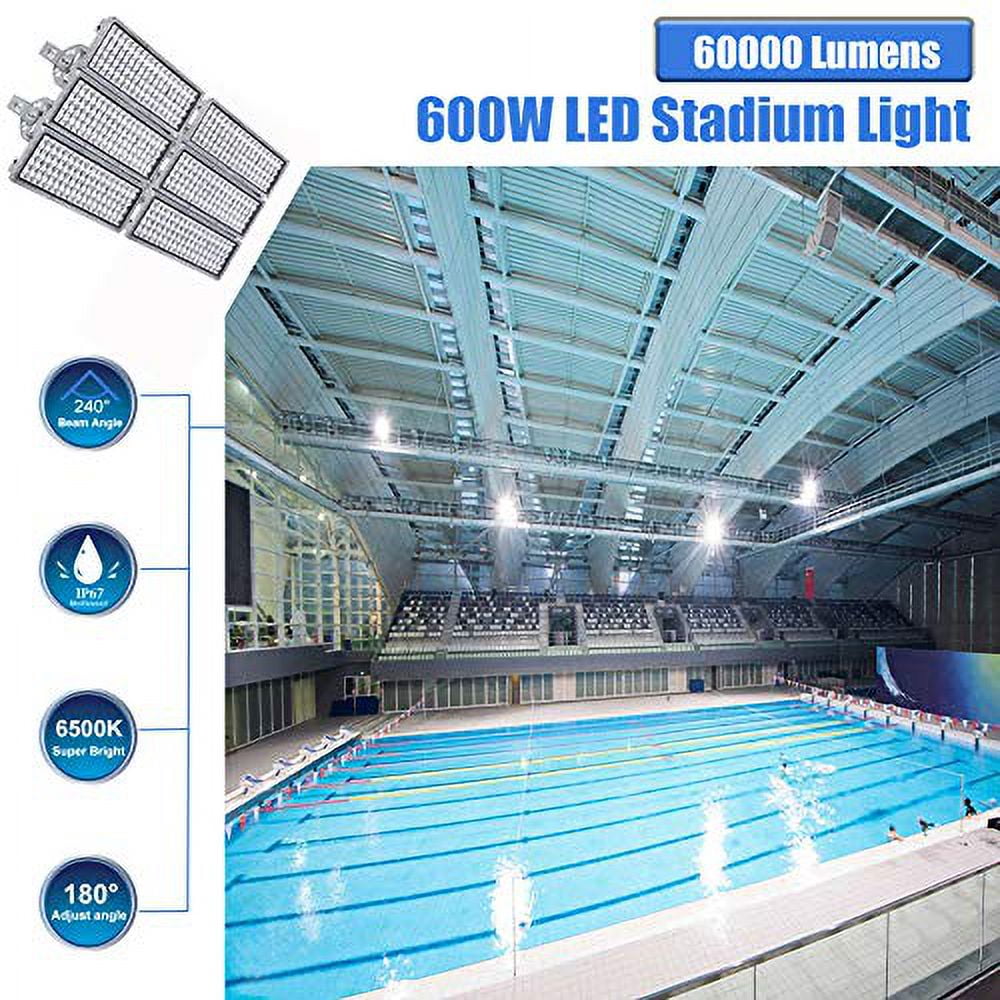 Kekeou 300W LED Flood Light Pack 6000LM Super Bright Stadium Flood Light  Outdoor Stadium Light with Adjustable Heads 6500K IP67 Waterproof for  Playground Lawn