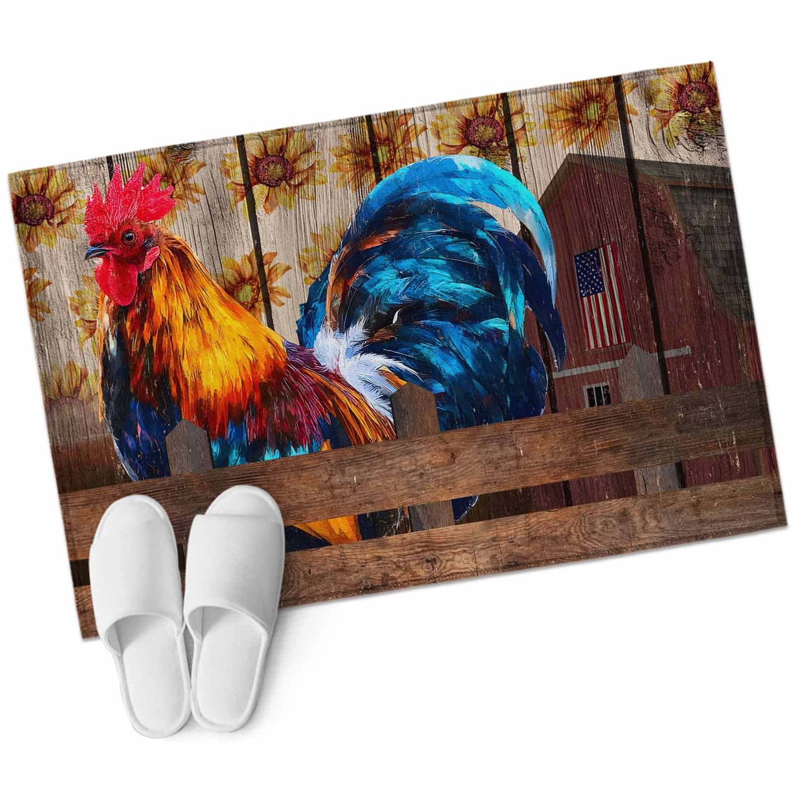 Area Rugs 2x3 Farm Watercolor Chicken Sunflowers Non Slip Washable Rug Indoor Carpet Soft Floor Rugs for Home Living Room Bedroom Dining Room Office