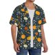 thumbnail image 2 of Balery Pumpkin Camisa Casual de Manga Corta con Botones para Hombre, Texturizada, Estilo Cubano, para Playa, Verano-Large, 2 of 5