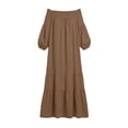 thumbnail image 4 of Homenesgenics Summer Dresses for Women Plus Size on Natural Womens Summer Fashion Solid Color Pleated Sleeveless One-Shoulder Dress, 4 of 5