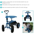 thumbnail image 2 of Sunnydaze Chariot de Jardinage Roulant en Acier Robuste pour Pelouse et Jardin Extérieur avec Poignée de Direction Extensible, Chaise Pivotante, Plateau à Outils et Panier - Bleu, 2 of 10