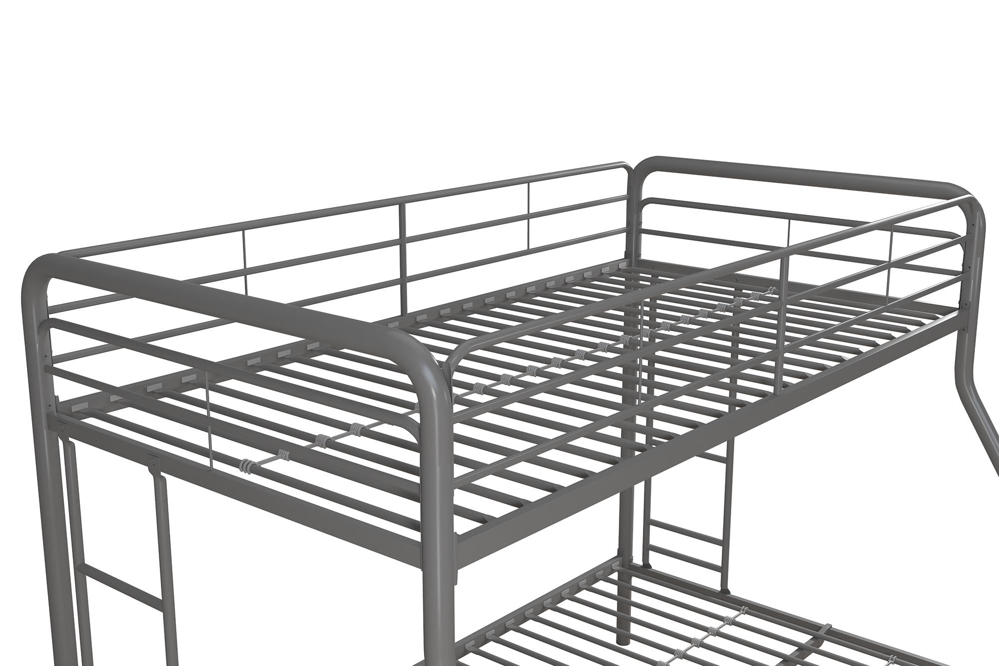 DHP Dusty Twin over Full Metal Bunk Bed with Secured Ladders, Silver