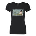 thumbnail image 2 of Let it Snow Green Scarf Snowman Christmas Womens Slim Fit Junior Tee, Black, Small, 2 of 3