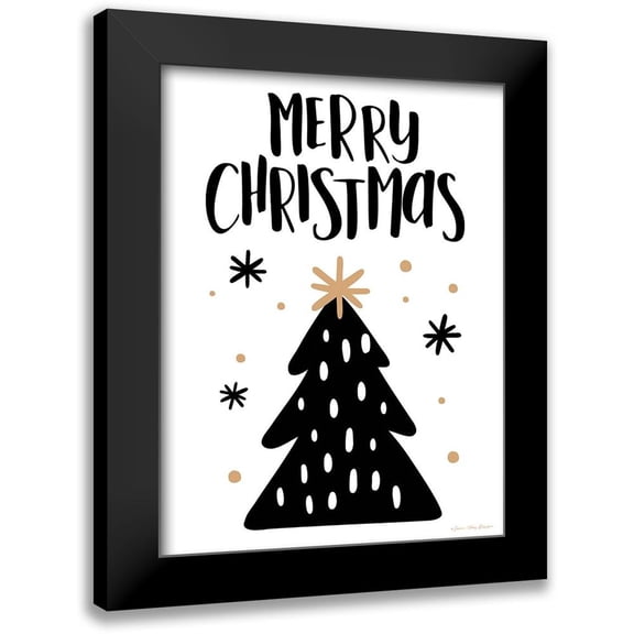 Seven Trees Design 12x14 Black Modern Framed Museum Art Print Titled - Merry Christmas Tree