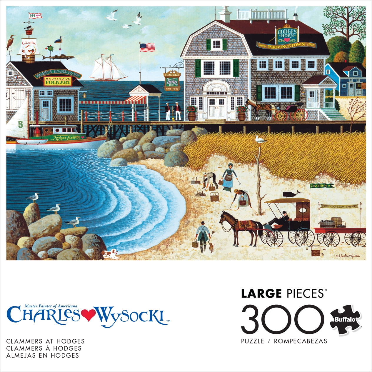 Buffalo Games 300-Pieces Charles Wysocki Clammers at Hodges Interlocking Jigsaw Puzzle for Adults Ages 14+