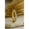 thumbnail image 2 of Aquamarine Wedding Band, 14k Yellow Gold Plated, Moissanite Diamond Band, Full Eternity Gold Band, 2 of 5