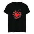 thumbnail image 4 of Womens Valentine'S Day T Shirts Fashion Short Sleeve Print Round Neck Daily Wear Womens Athletic Tops,Black,L, 4 of 4