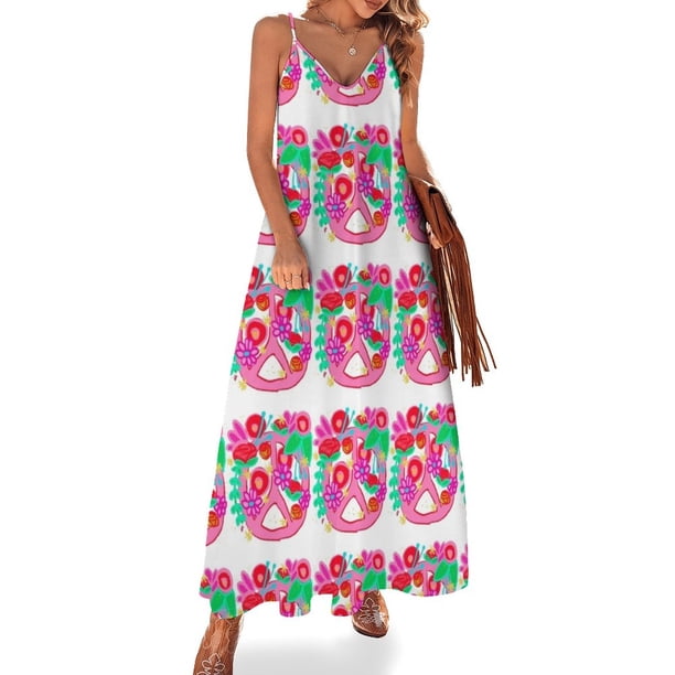 Vestido sin mangas de paz, vestido para mujer, vestidos de fiesta, vestido de lujo, vestidos de verano para mujer