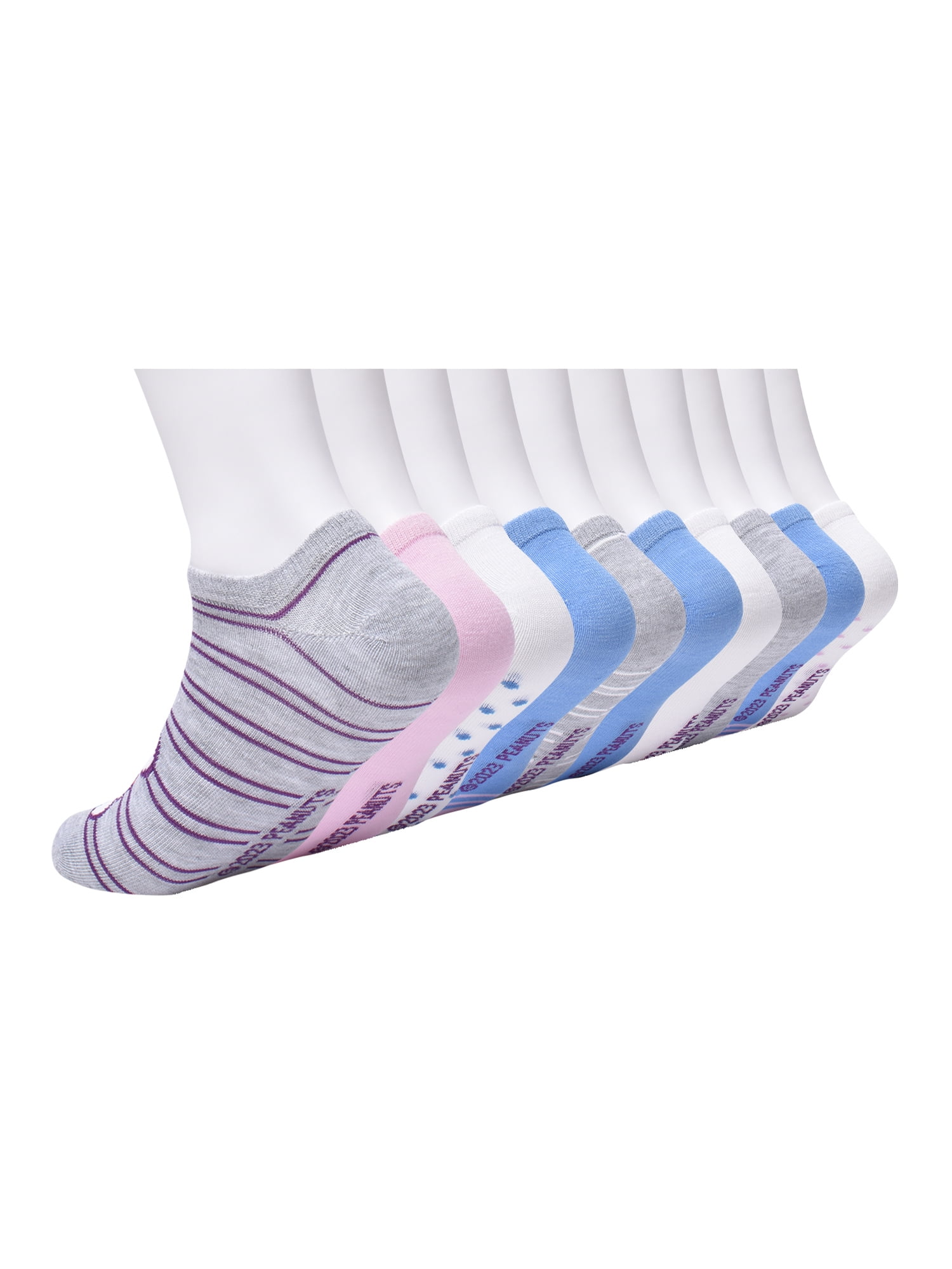 Peanuts Womens Graphic Super No Show Socks, 10-Pack, Sizes 4-10