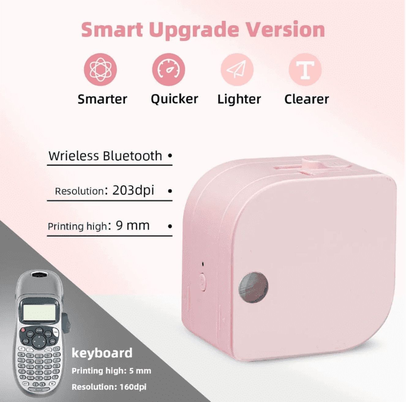 Wuduguer P12 Label Maker Machine with Tape, Portable Bluetooth Small Thermal Label Printer with Multiple Templates Handheld Mini Label Maker for Home, Kitchen, Organization, Office, Pink