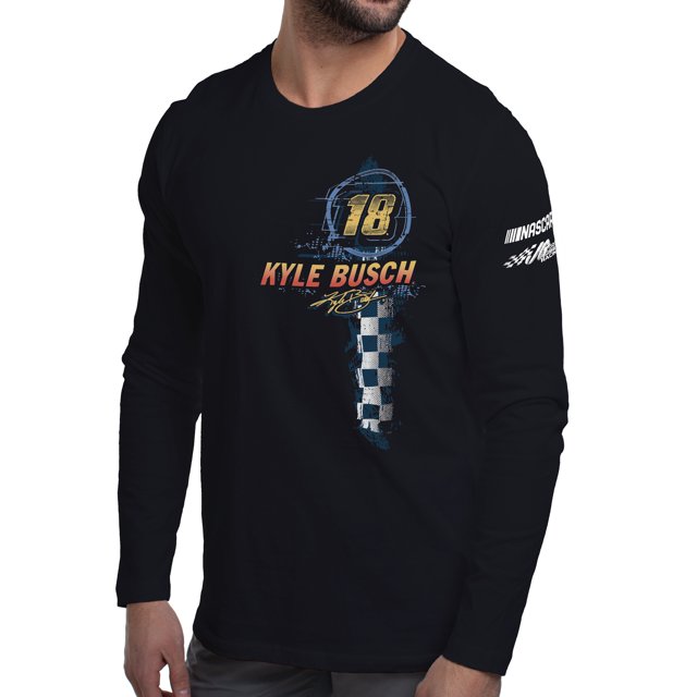 DelSol Camiseta (XL) Camiseta clásica de manga larga para hombre de NASCAR - Kyle Busch - 8 Negro 1 Pc DelSol DelSol Camiseta (XL) 1 Pc