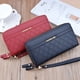 thumbnail image 2 of Bolso de mano largo con doble cremallera para mujer, moderno, a cuadros, de gran capacidad, con doble monedero, para teléfono móvil, 2 of 6