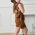 thumbnail image 6 of Western Cowgirl Little Girl Outfit Faux Suede Fringe Vest Tassel Shorts 2 Piece Set Halloween Party Dress Up Clothes 9 Years, Brown, 6 of 7