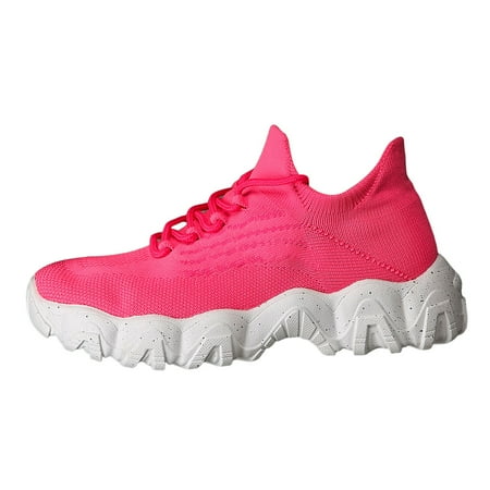 KELINFONG Plus Size Soft Walking Shoes for Women Breathable Flying Woven Socks Shoes Slip on Loafers