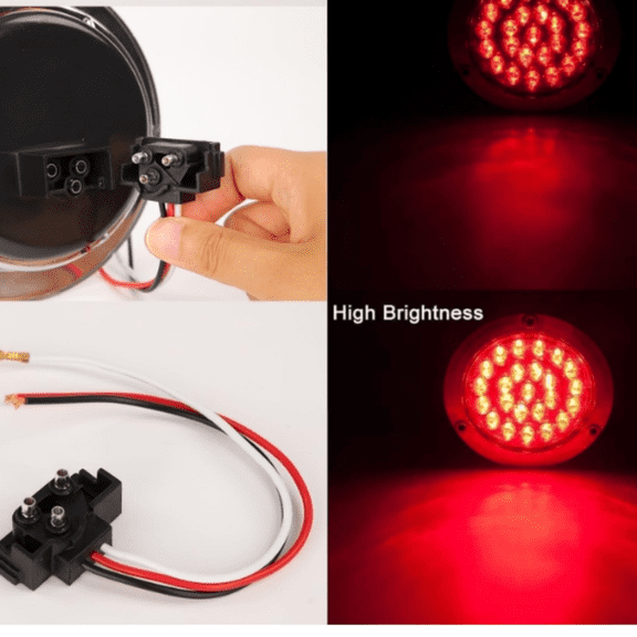 4" Round Trailer Tail Lights, High Power 24 LED 12V Grommet & Plug Includeds Compatible with Jeep, Trucks, RV, 6 Pcs Kit Pack