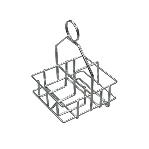 FixtureDisplays® Salt and Pepper Caddy Chrome Plated Condiment Tray Basket 19700