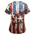 thumbnail image 3 of July 4Th Shirts For Women, Of Scrub Tops Women Plus Size V Neck Short Sleeve Workwear With Pockets Red White And Royal Blue American Flag Top Bouffant Caps Pants Outfits (XXL, Wine) ZMTing, 3 of 3