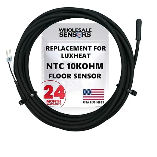 Replacement for LuxHeat Temperature Floor Sensor, NTC 10kohm, 10ft Probe, 24 Month Warranty
