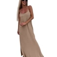 thumbnail image 2 of Wlynlyn Womens Maxi Dresses Spaghetti Strap Loose Fitted Casual Cami Dress Solid Color Slit Beach Summer Sleeveless Sundress, 2 of 6