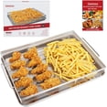 thumbnail image 1 of Air Fryer Basket for Oven with 50 Recipes, Extra Large 2 Piece Nonstick Crisper Tray & Basket, Stainless Steel Air Fryer Accessories for Crispy Foods Healthy Cooking, Dishwasher Safe, 16.5” x 12.5”, 1 of 5