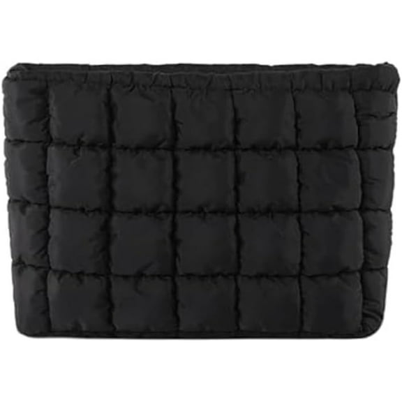 Puffy Quilted Makeup Bag for Women, Cosmetic Bag, Travel Toiletry Organizer Pouch Clutch