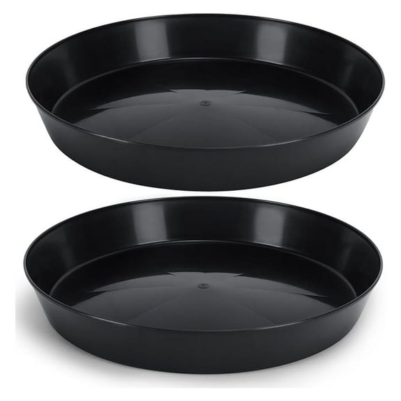 Plant Saucers 18 Inch (2 Pack) - Black Drip Trays, Heavy Duty Indoor/Outdoor Plant Pots, Water Catchers for Floors & Furniture, Made in USA
