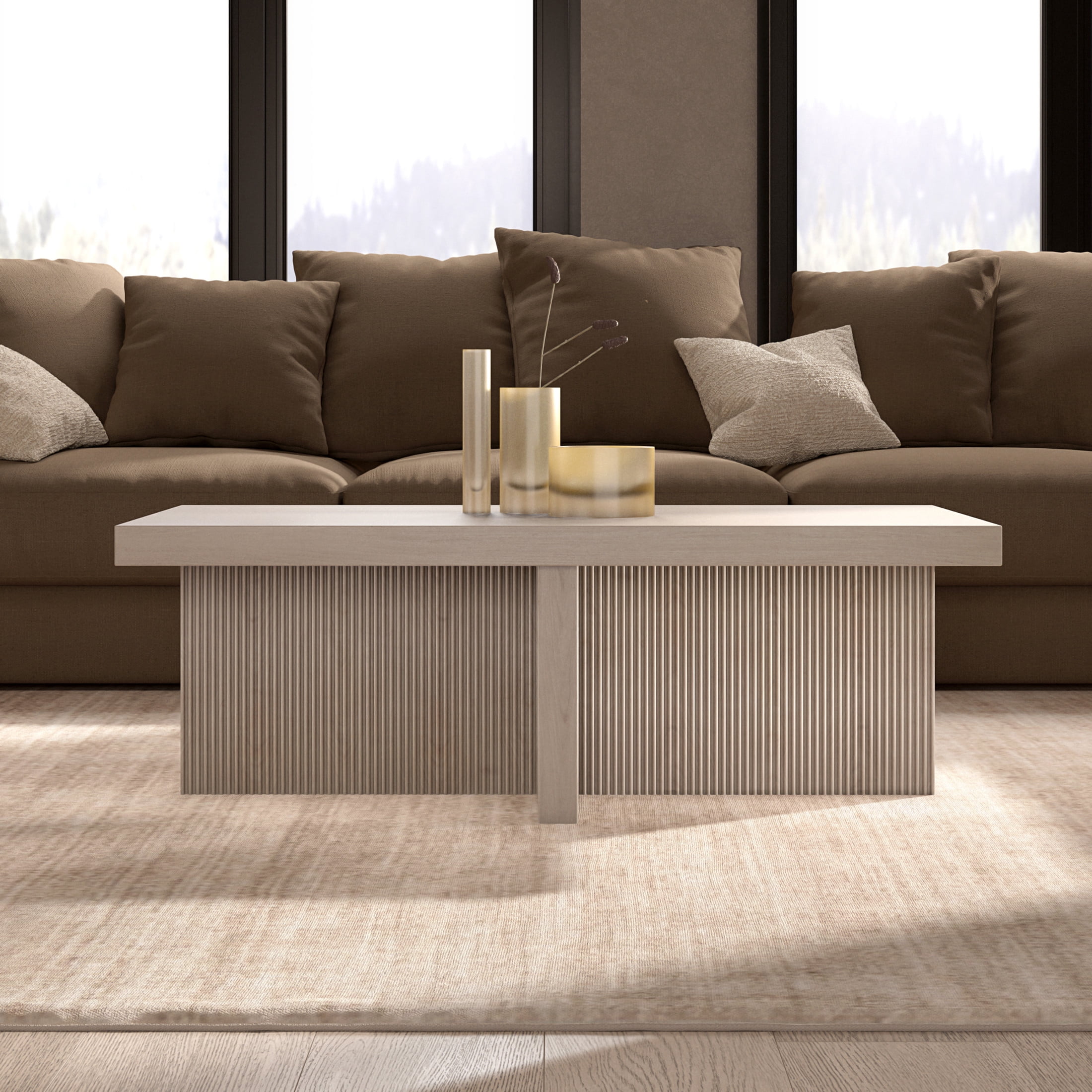 Evelyn&Zoe Scandinavian 44" Wide Alder White Coffee Table