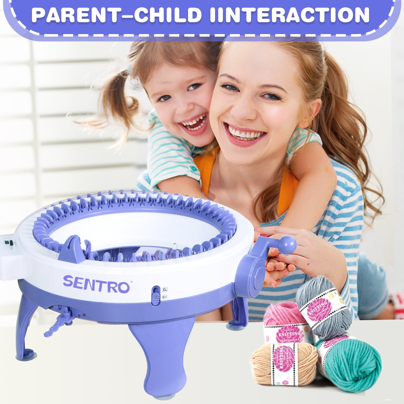 SENTRO 48-Needle Knitting Machine with Row Counter, Circular Loom for DIY Hats, Scarves, Socks Craft