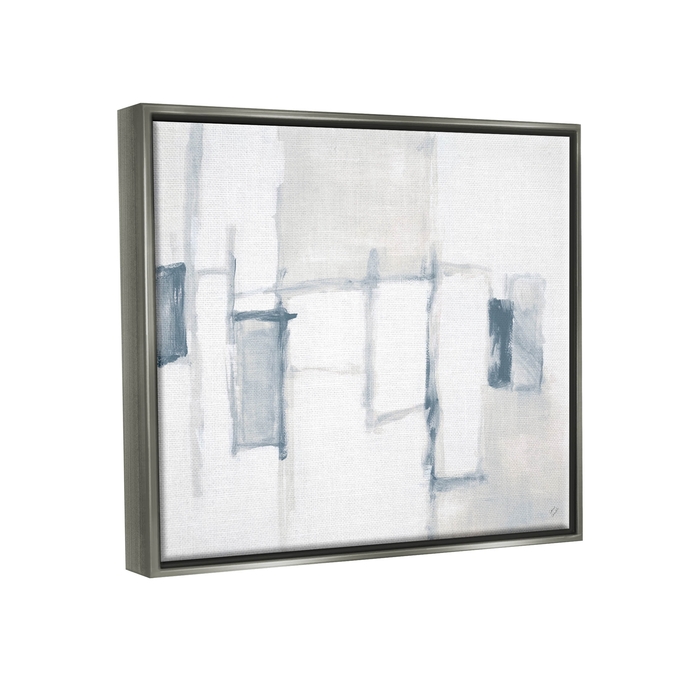 Stupell Industries Soft Modern Geometric Arrangement Painting Luster Gray Floating Framed Canvas Print Wall Art, Design by Lanie Loreth