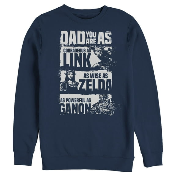 Men's Nintendo Zelda Dad You are Courageous Wise Powerful  Sweatshirt Navy Blue 3X Large