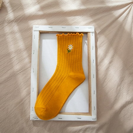 

Feiona-Women Cotton Socks College Style Socks Small Daisy Cotton Side Tube Soft Socks Ankle Crew Socks
