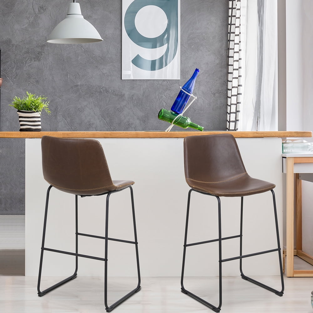 Lowestbest Retro High Stool, Bar Stool with Backrest for Restaurant Office, Dark Brown