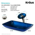 thumbnail image 5 of KRAUS Rectangular Blue Glass Bathroom Vessel Sink and Waterfall Faucet Combo Set with Matching Disk and Pop-Up Drain, Satin Nickel Finish, 5 of 8