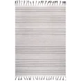 thumbnail image 3 of Rose Stripe Cotton Flatweave Tassel Area Rug in Light Grey Size (5' x 8'), 3 of 5
