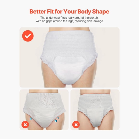 High Absorbent Disposable Adult Incontinence Underwear for Men Women Leakproof Leg Cuff Wetness Indicator Pull Up Diaper L Size 64 Count 4 Packs of 16