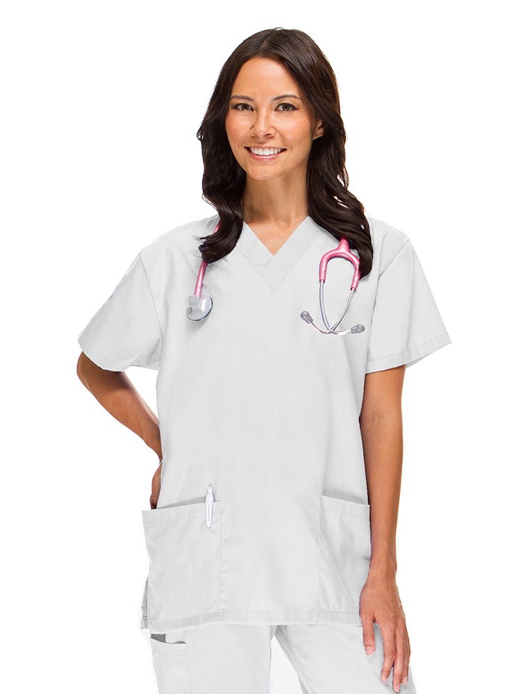 Allheart Basics by allheart Women's Vneck 2 Pocket Solid Scrub Top